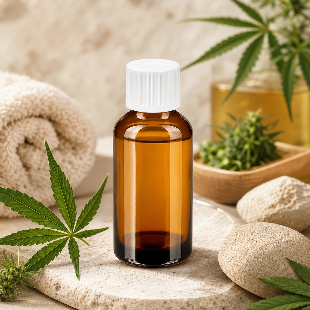 Flacone in vetro da 30 ml con apertura di 11 mm e sistema di chiusura sicuro per i principi attivi.