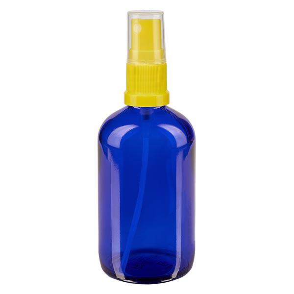 Apothekenflasche blau 100ml Sprayaufsatz gelb