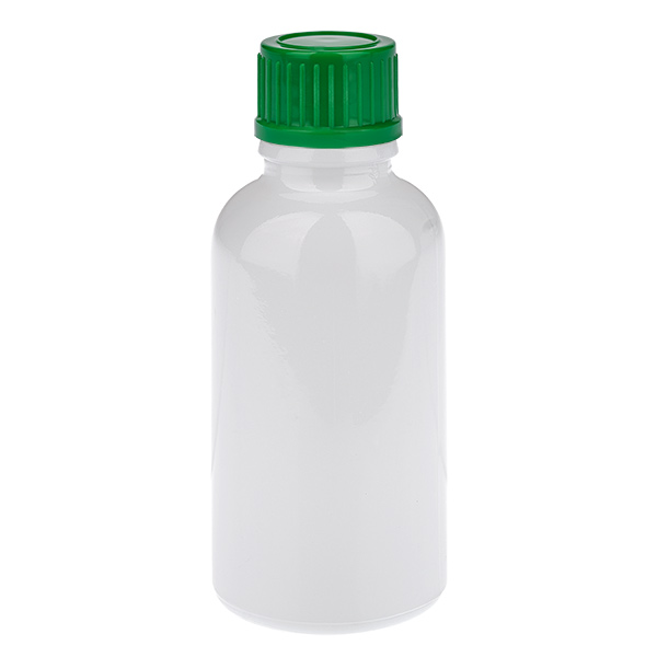 Flacone da 30 ml con tappo a vite verde da 11 mm, standard WhiteLine UT18/30 Flacone da 30 ml con tappo a vite verde da 11 mm, standard WhiteLine UT18/30