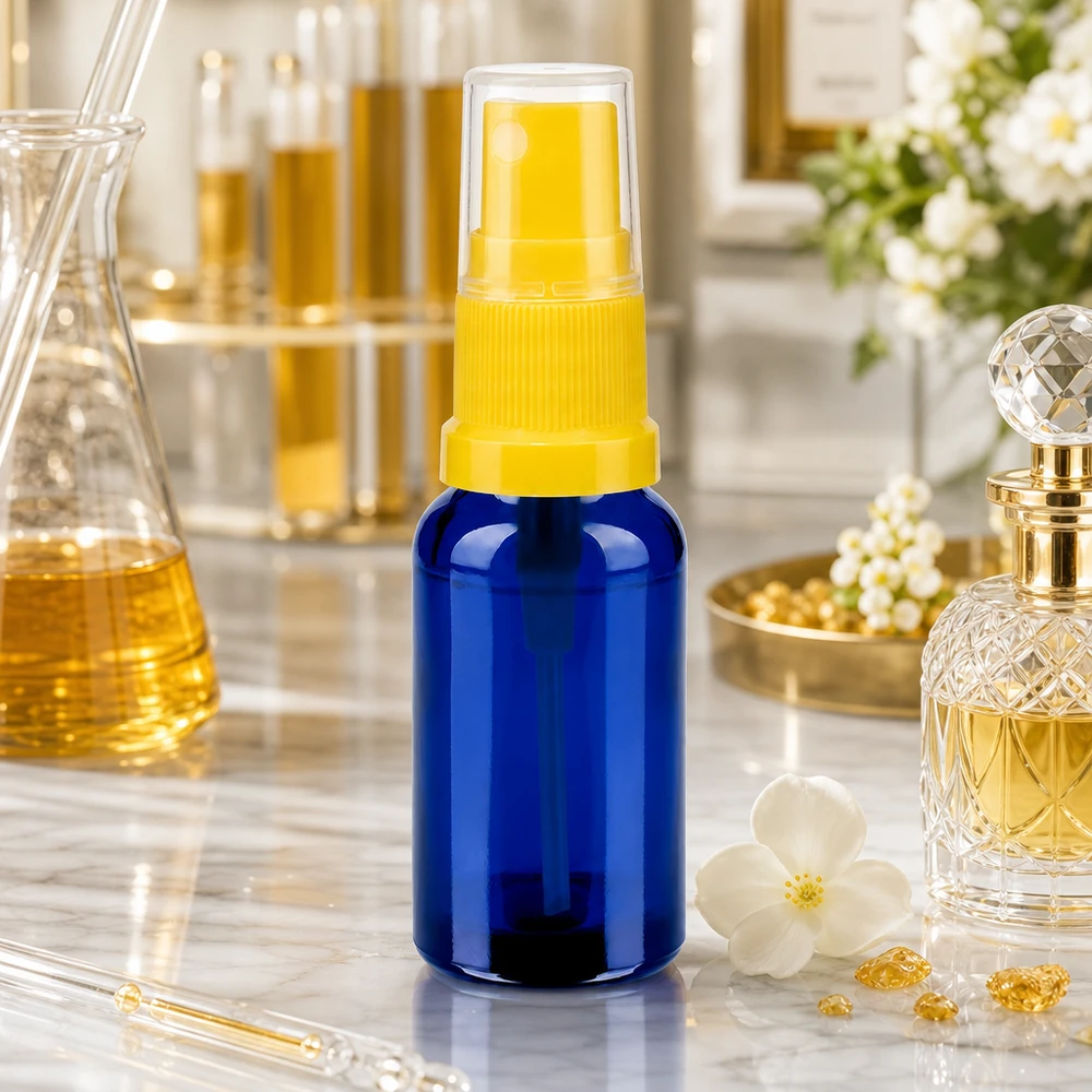 20ml Sprayflasche gelb/transparent Standardverschluss BlueLine UT18/20 20ml Glassprühflasche für selbstgemachte Parfums und Essenzen BlueLine UT18/20