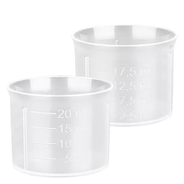 20ml Dosierbecher transparent mit Skala ApoGlas