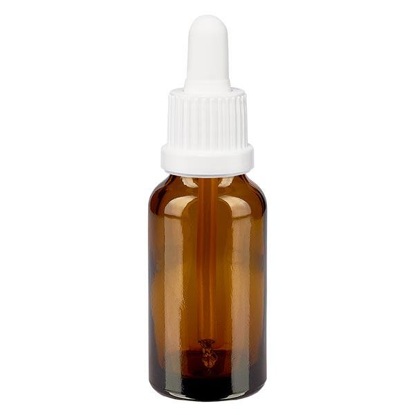 Apothekenflasche braun 20ml Pipette weiß Originalitätsverschluss
