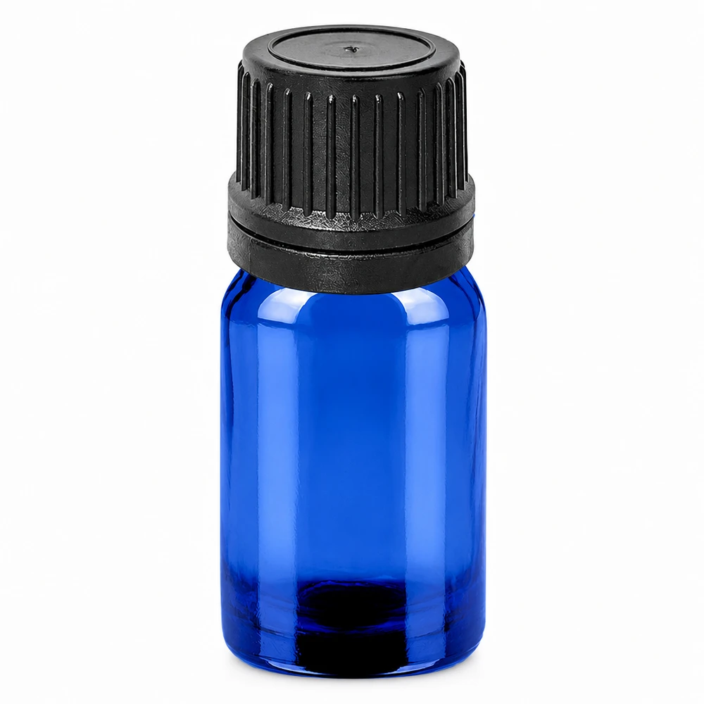 Flacon compte-goutte 5ml 1mm noir OV BlueLine UT18/5 Flacon compte-gouttes pratique de 5 ml en verre bleu protégeant parfaitement les substances sensibles à la lumière