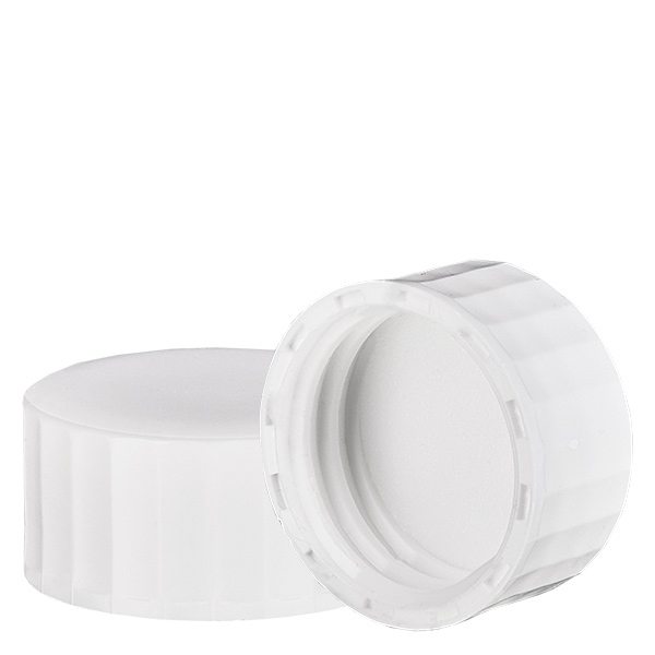 Tappo a vite bianco con inserto in PE, S27x4 Tappo a vite bianco con inserto in PE, S27x4