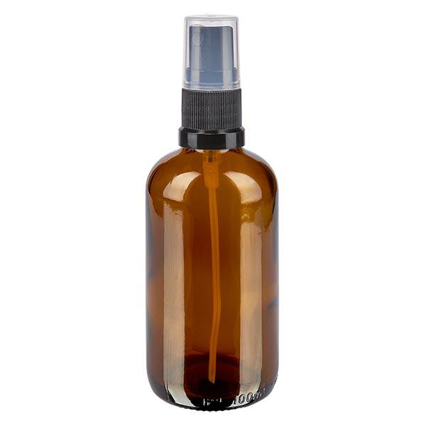 Bottiglia spray marrone da 100 ml. STD nero/trasp. apoGlas Bottiglia spray marrone da 100 ml. STD nero/trasp. apoGlas