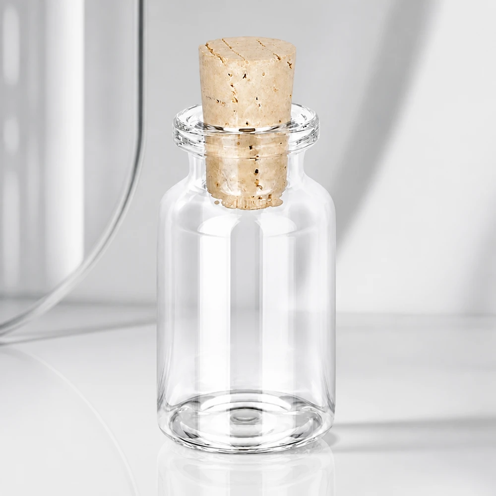 Flasche Klarglas 10ml mit Korken 11/14mm Wiederverschließbare Klarglas-Flasche 10ml mit fest sitzendem Korken 11/14mm für Flüssigkeiten