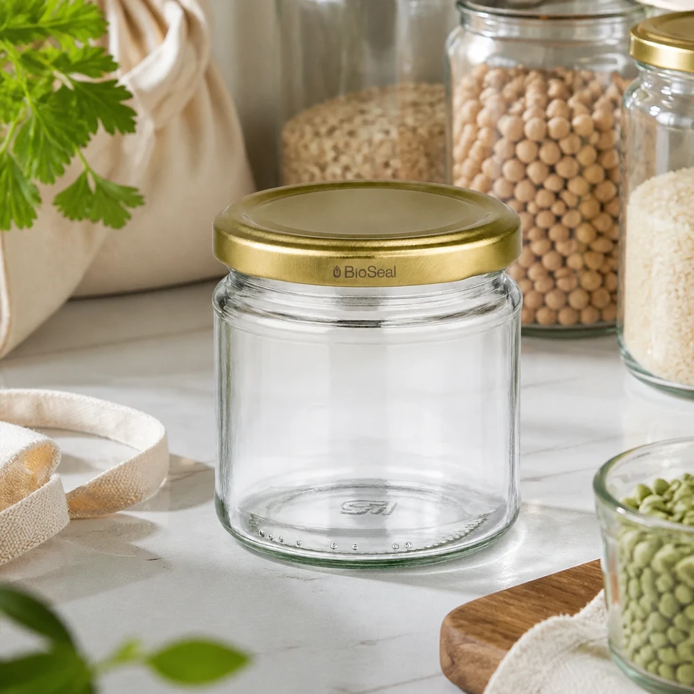 UNiTWIST Pot rond 212ml avec couvercle TO66 BioSeal doré dans la cuisine durable zéro déchet avec légumineuses