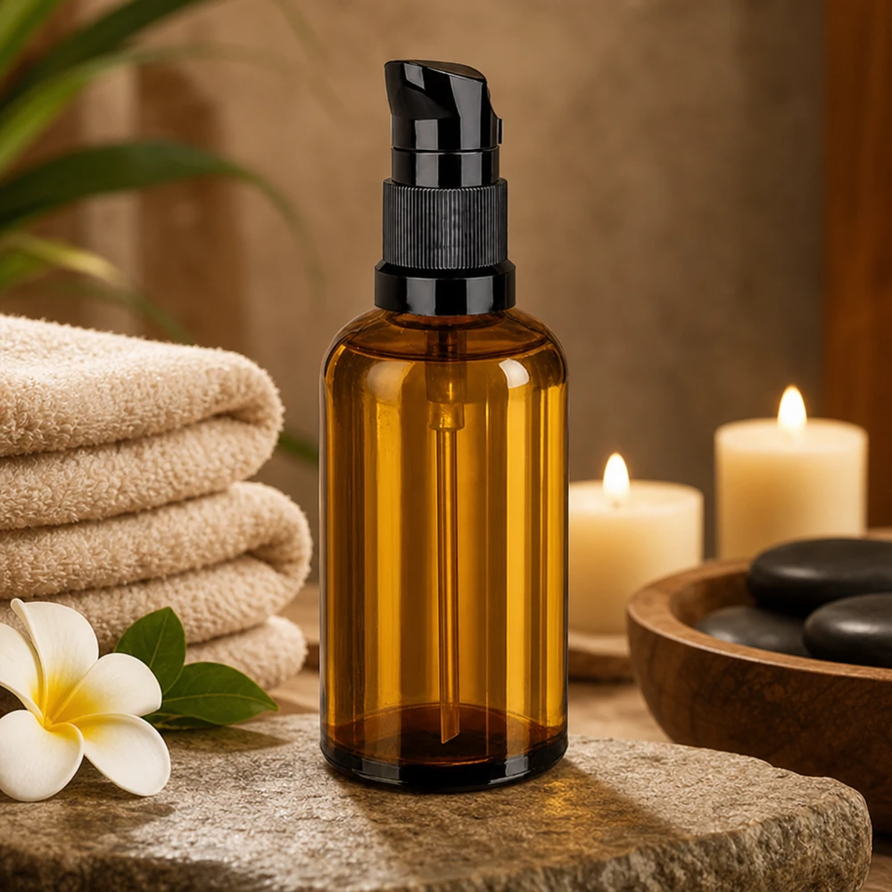 Elegante flacone a pompa da 100 ml con finitura opaca e tappo robusto per l'uso quotidiano