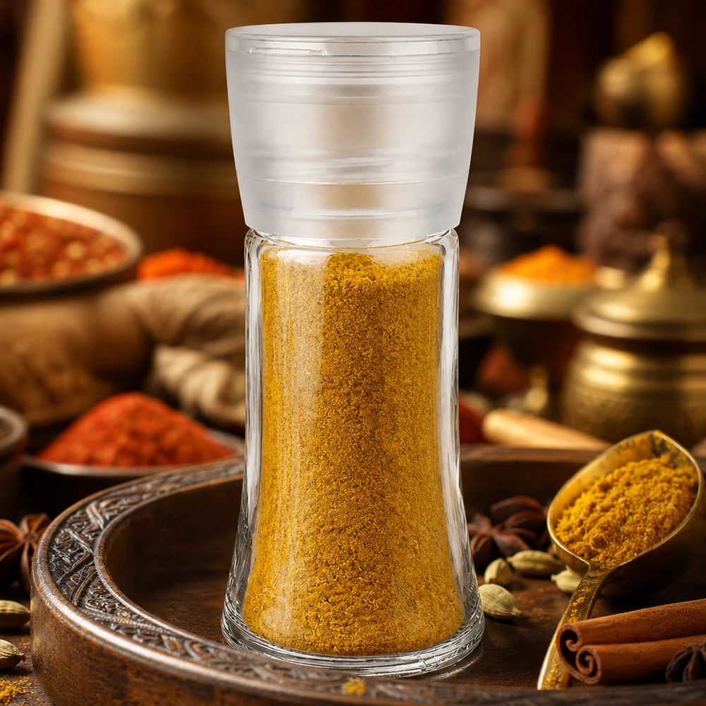 Pot à sel/épices 95 ml avec moulin Vario blanc Transparentes Gewürzglas 95ml mit weisser Drehmühle ideal für gemahlene Gewürzmischungen