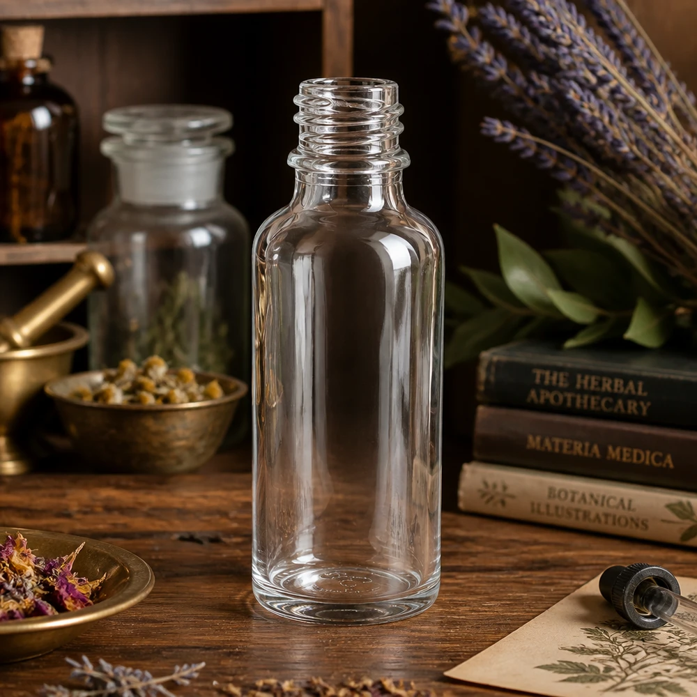 Klarglas Flasche 30ml DIN 18 Wiederverwendbare 30ml ApoGlas Flasche nachhaltig und umweltfreundlich für Zero Waste