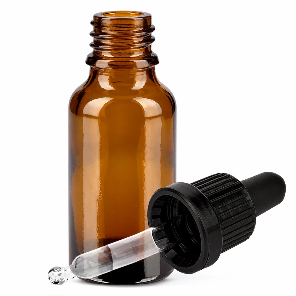 20ml Pipettenflasche schwarz Originalitätsverschluss BrownLine UT18/20 UV-Schutz Pipettenflasche 20ml aus getöntem Glas mit ergonomischem schwarzen Verschluss