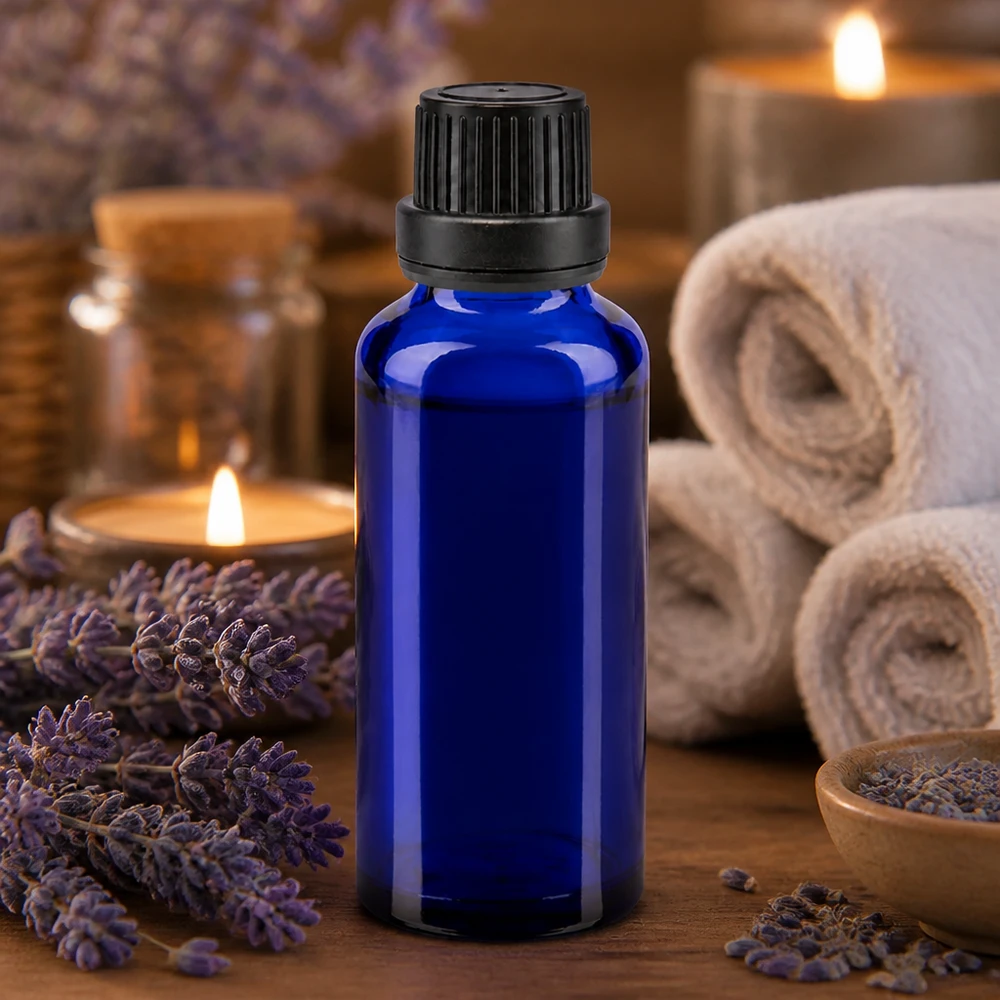 Aromatherapie Fläschchen blau 30ml Glas mit Sicherheitsverschluss für Lavendelöl