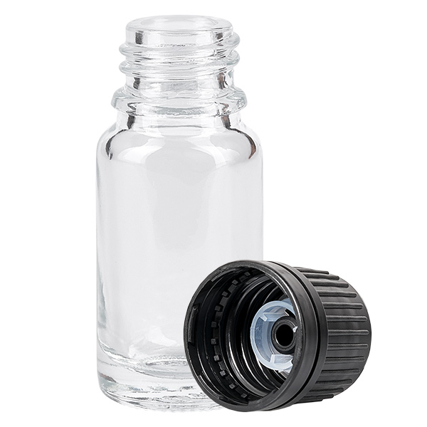 10ml Globuliflasche 8mm Giessring schwarz Originalitätsverschluss ClearLine UT18/10