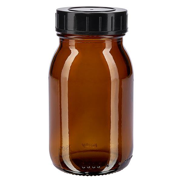 Bottiglia a collo largo da 150 ml in vetro ambrato con tappo a vite Bottiglia a collo largo da 150 ml in vetro ambrato con tappo a vite