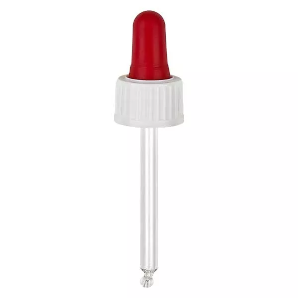 Glas-Tropfpipette weiß/rot 18mm PL53.5 Standard