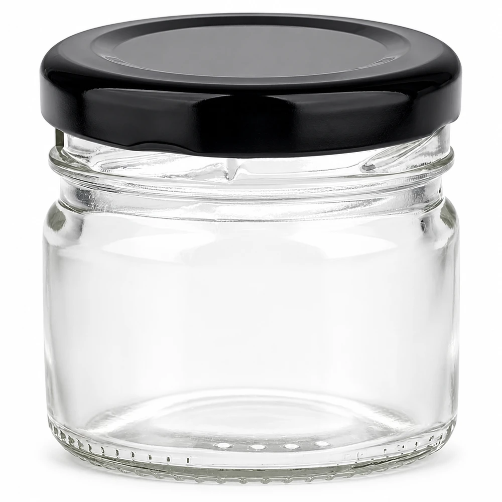 Kleines klares Einmachglas 33ml mit schwarzem Twist-Off Deckel von UNiTWIST