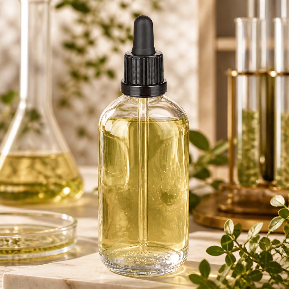 100ml Pipettenflasche schwarz Originalitätsverschluss ClearLine UT18/100 ClearLine UT18 100ml Pipettenflasche Klarglas schwarz befüllt mit pflanzlichem Öl Marmor