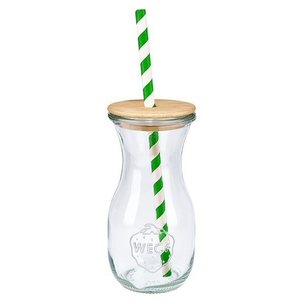 6 x WECK 290ml Saftflasche RR60 mit Holzdeckel und 100 Öko S