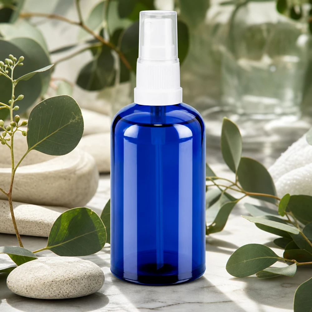 100ml Sprayflasche weiß/transparent Standardverschluss BlueLine UT18/100 Professionelle Sprühflasche 100ml mit ergonomischem Design für Beauty und Wellness Anwendungen