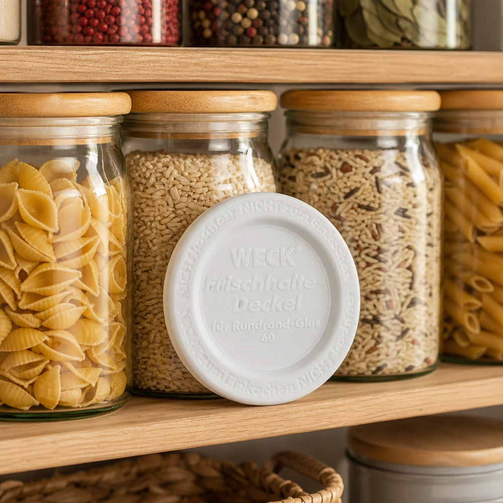 WECK Keep Fresh coperchio RR60 Scaffale da cucina Barattoli di stoccaggio Pasta Cereali Dispensa organizzata