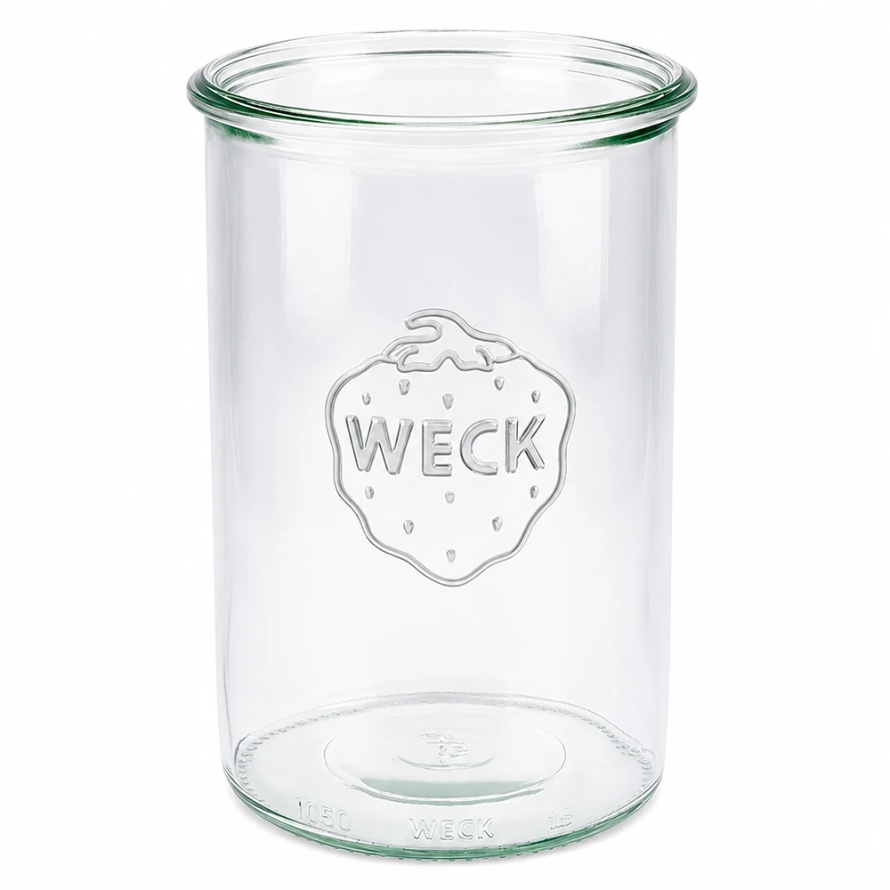 Barattolo di vetro WECK RR100 da 1000 ml WECK 1000ml RR100 vaso in vetro trasparente con logo in rilievo per la conservazione e lo stoccaggio