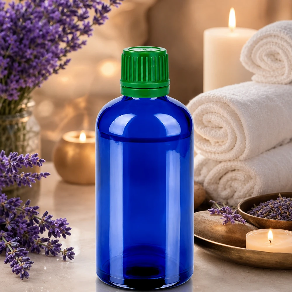 100ml Flasche 11mm Schraubverschluss grün Originalitätsverschluss BlueLine UT18/100 Professionelle Dosierflasche 100ml mit 11mm Öffnung ideal für Kosmetik und Naturheilkunde