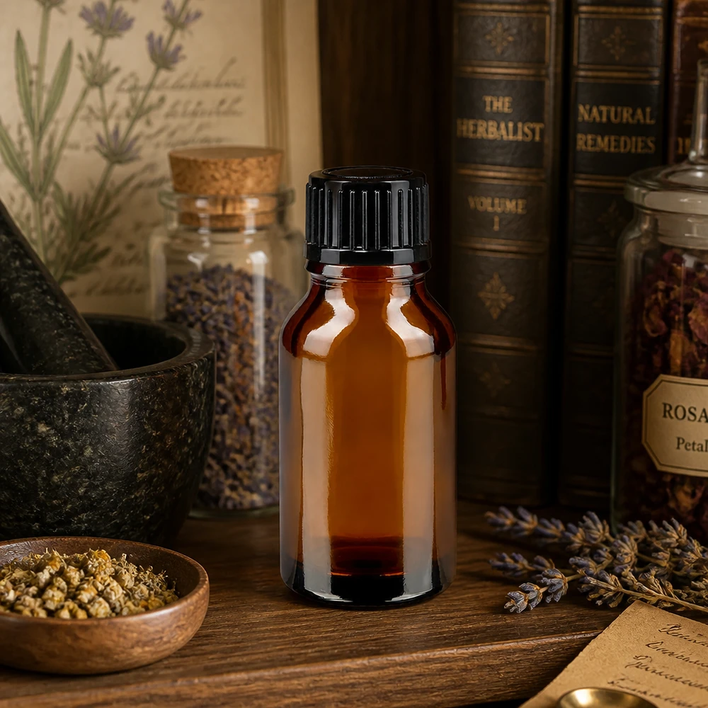 Apothekenflasche braun 15ml Tropfverschluss 1mm schwarz Standard Kompakte Tropfflasche aus Braunglas 15ml mit 1mm Öffnung für genaue Dosierung von Tinkturen