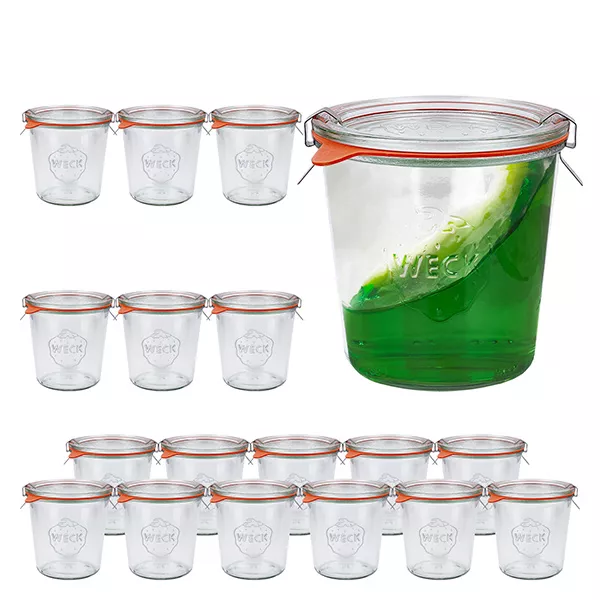 18er Set Weck Gläser 580ml Sturzgläser mit 18 Glasdeckeln, 1