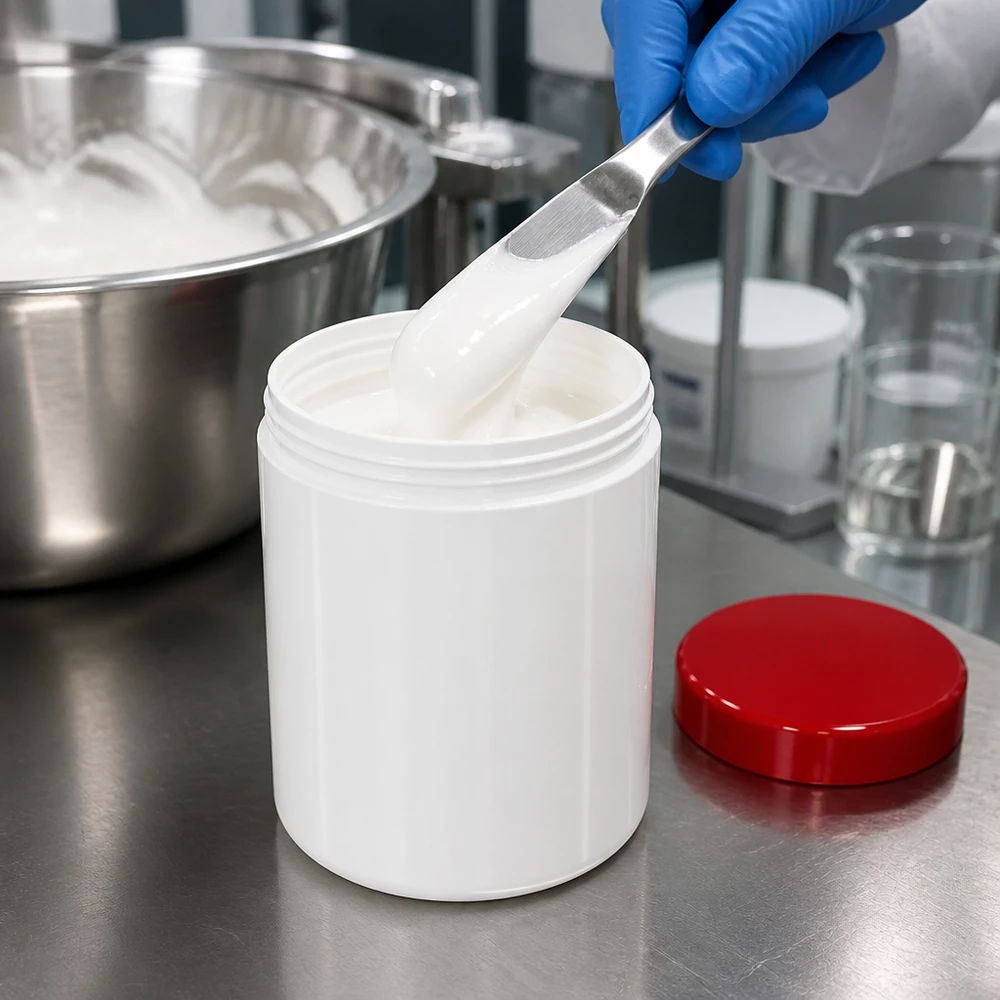 Pot à onguent blanc 20 g avec couvercle rouge (PP) Pot à pommade en PP adapté au contact alimentaire, 20 g, blanc, avec couvercle à vis rouge, hygiénique et réutilisable