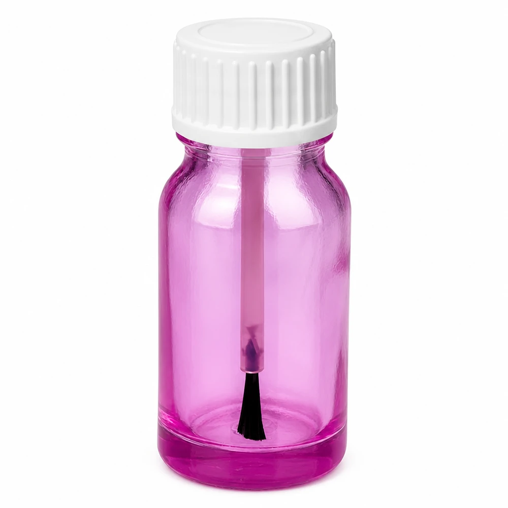 10ml Pinselflasche weiss Standard PurpleLine UT18/10 Lilafarbene Glasflasche 10ml mit Pinselapplikator für Nagellack oder Kosmetik