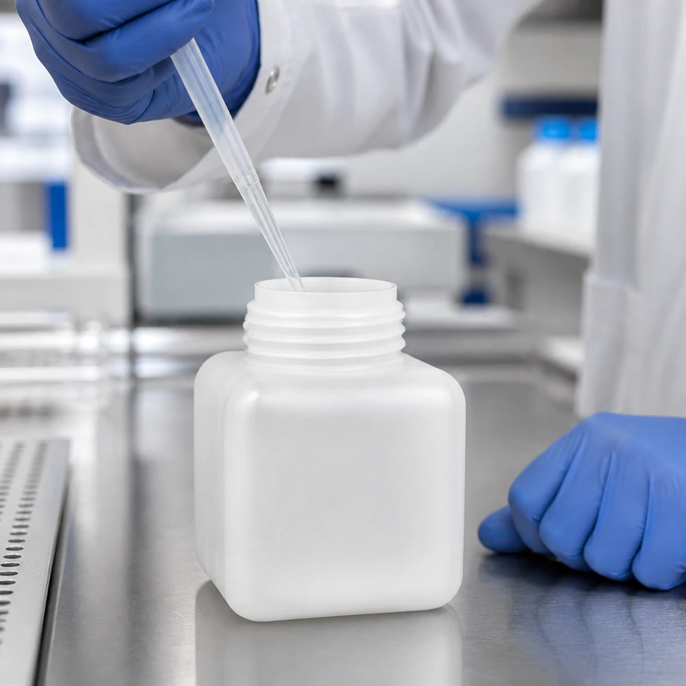 Bouteille à col large en PE-HD de couleur naturelle, 500 ml, en plastique de qualité alimentaire, pour liquides de laboratoire