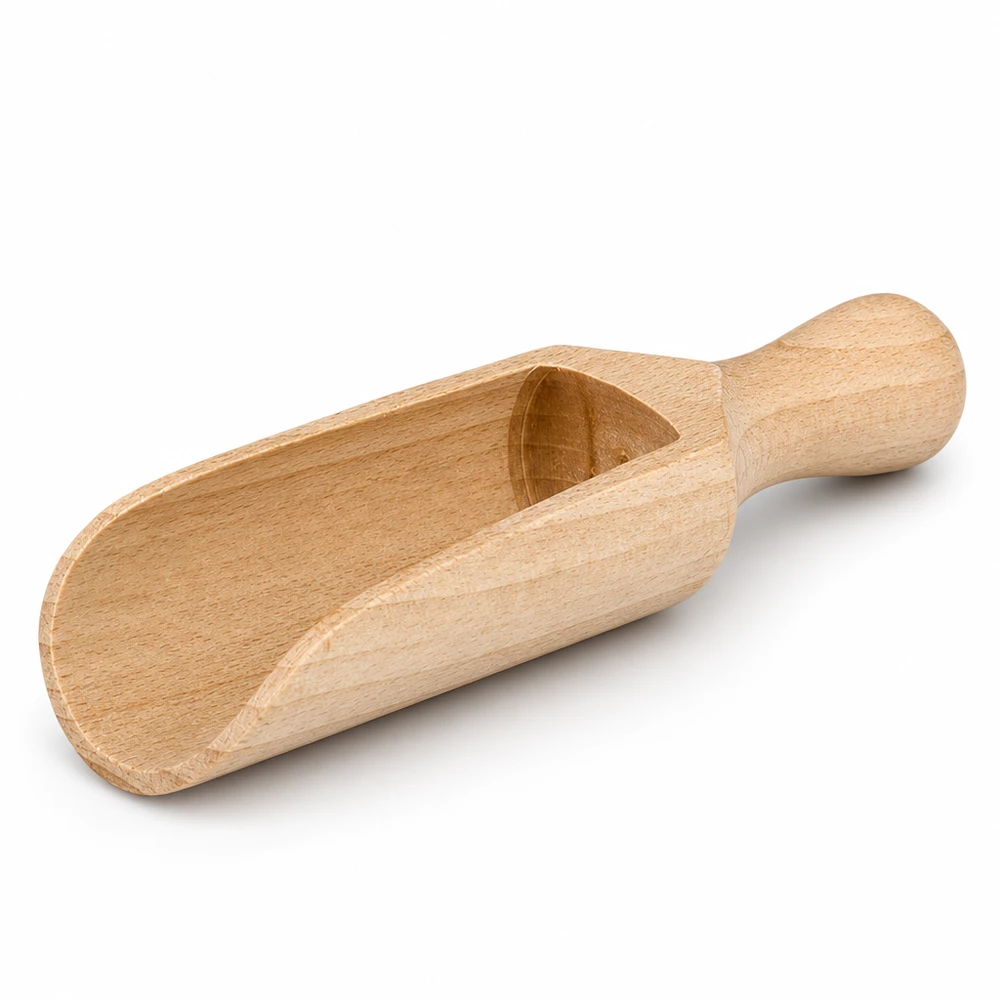 Pala di legno misura M a forma semicircolare lunga 14 cm Pala in legno M 14 cm a vista singola con venature del legno a vista e manico ergonomico per una presa ottimale