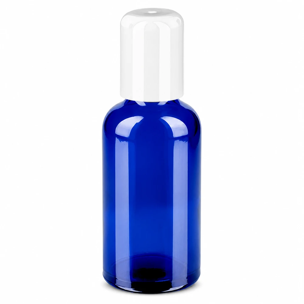 Flacon Roll-On 50ml blanc STD BlueLine UT18/50 Flacon à bille 50ml bleu STD BlueLine idéal pour les sérums de parfum et les produits de soin