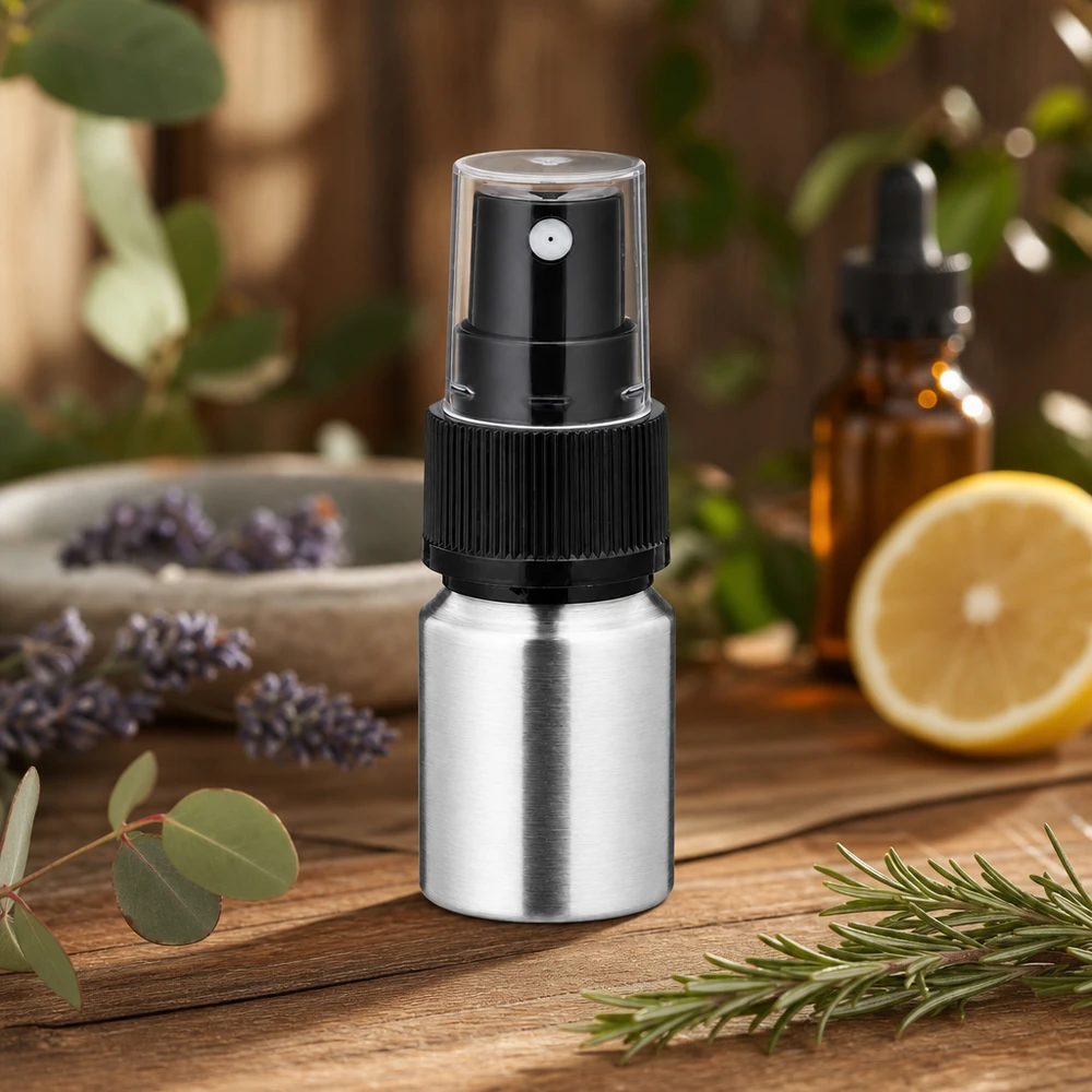 10ml geschliffene Aluflasche mit Zerstäuber Praktische 10ml Sprayflasche aus geschliffenem Aluminium - perfekt für DIY-Parfüm und Aromatherapie