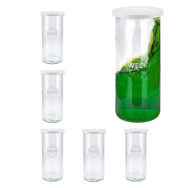 Set di 6 vasetti Weck da 1500 ml con coperchio a incastro Set di 6 vasetti Weck da 1500 ml con coperchio a incastro