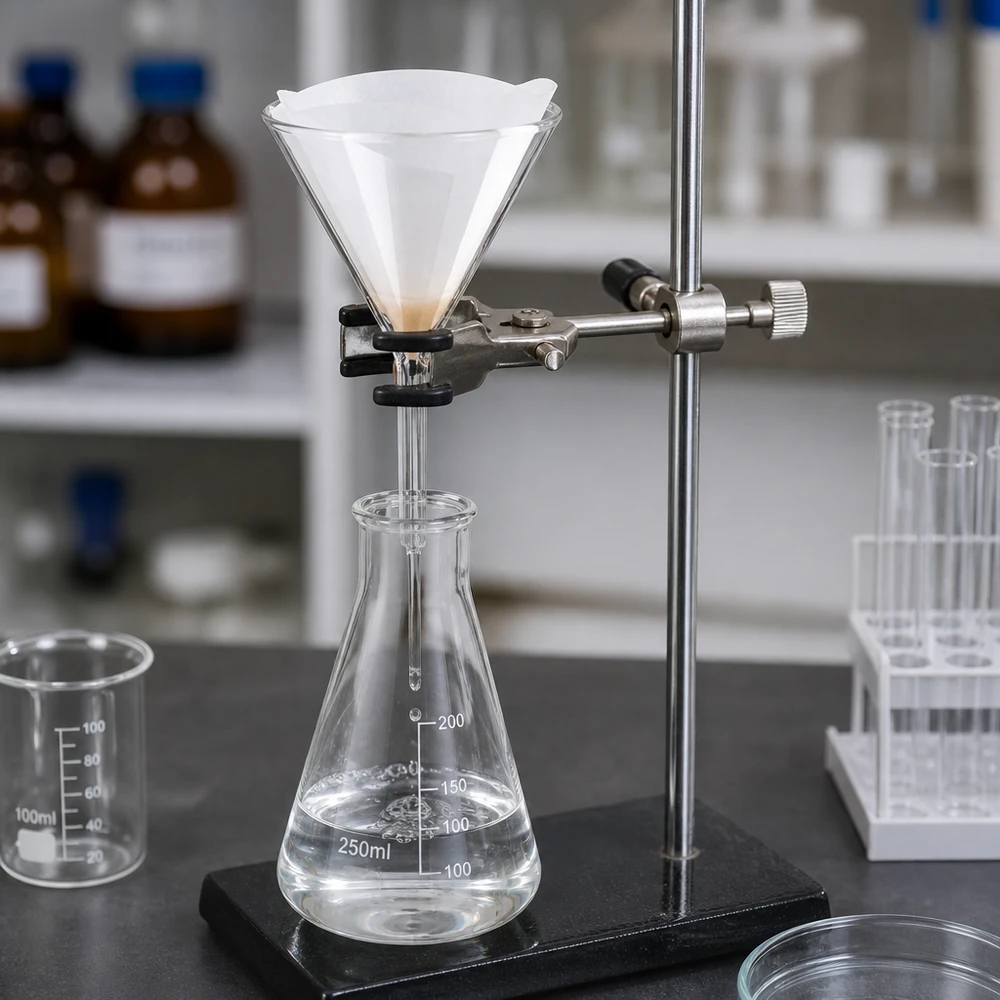 Entonnoir en borosilicate résistant à la chaleur de 85 mm de diamètre avec un angle de 60 degrés pour les travaux de laboratoire