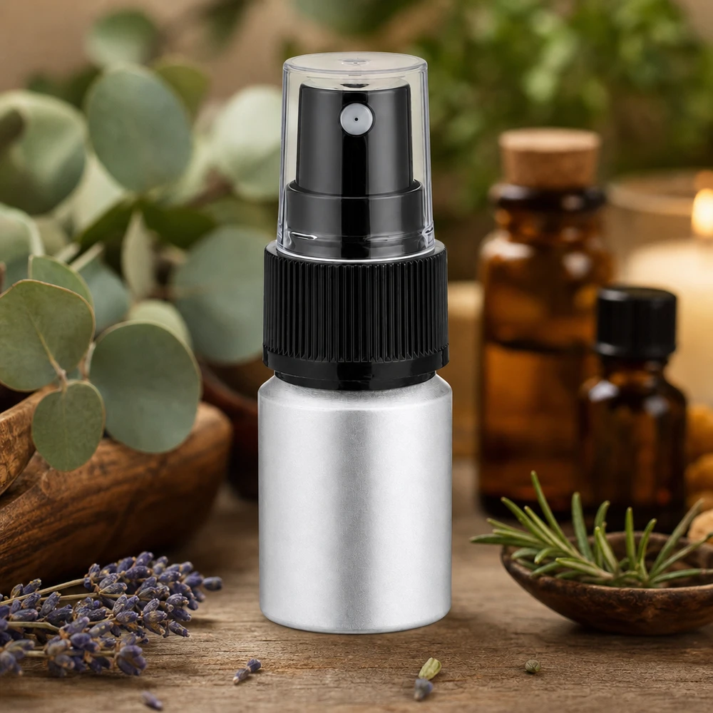 10ml gebeizte Aluflasche mit Zerstäuber Praktische 10ml Pumpflasche aus gebeiztem Metall für DIY Kosmetik und Parfüm