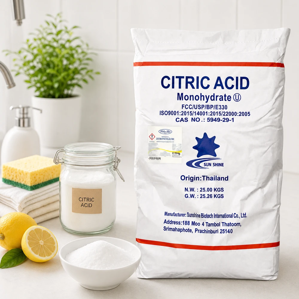 25kg Acido citrico, E330, grado alimentare Acido citrico E330 Premium in contenitori da 25 kg di SunShine Biotech - Additivo alimentare dalla Tailandia