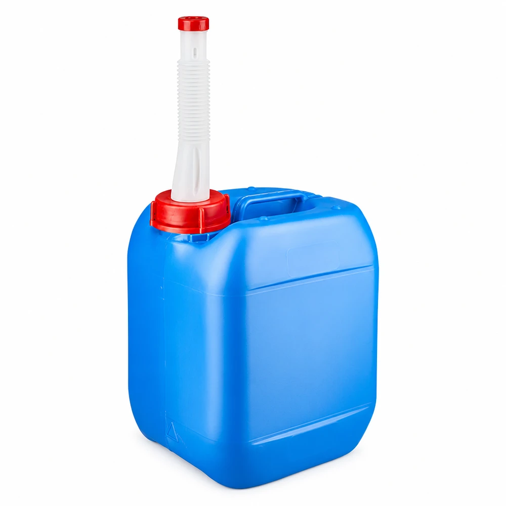 Kanister 5 Liter blau mit Auslaufrohr Flex Blauer Kleinkanister 5 Liter mit beweglichem Ausgießer für präzises Befüllen ohne Verschütten