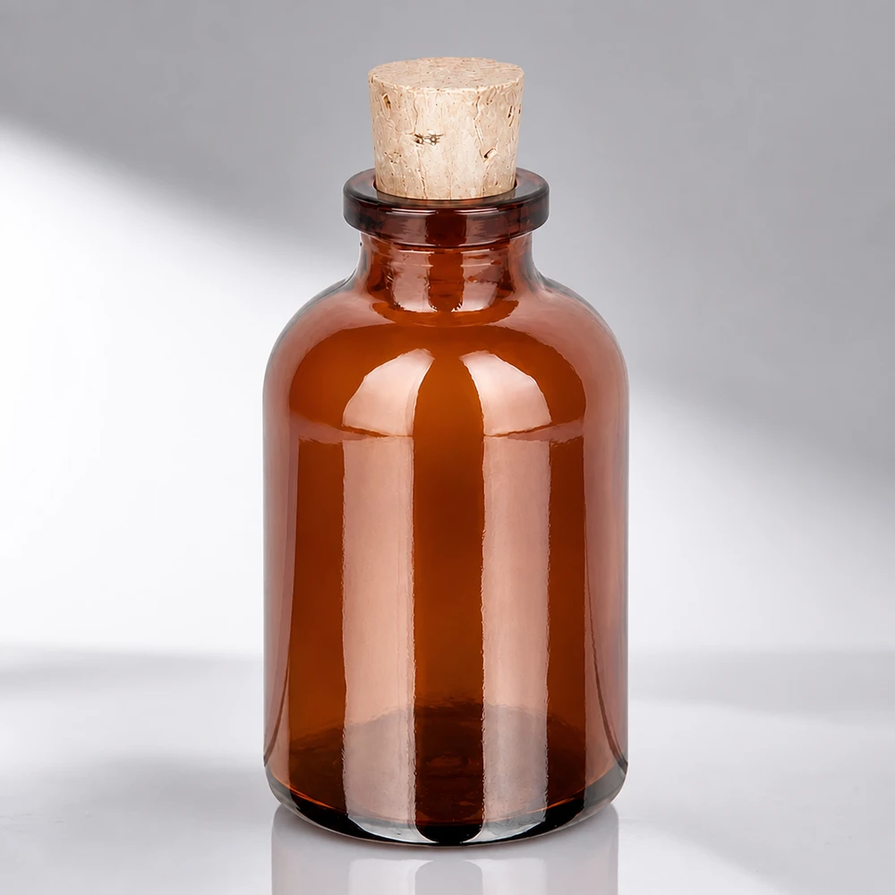Bottiglia in vetro ambrato da 30ml con tappo in sughero da 11/14mm Vintage Flakon 30ml Braunglas mit handelsüblichem Korken für Naturkosmetik