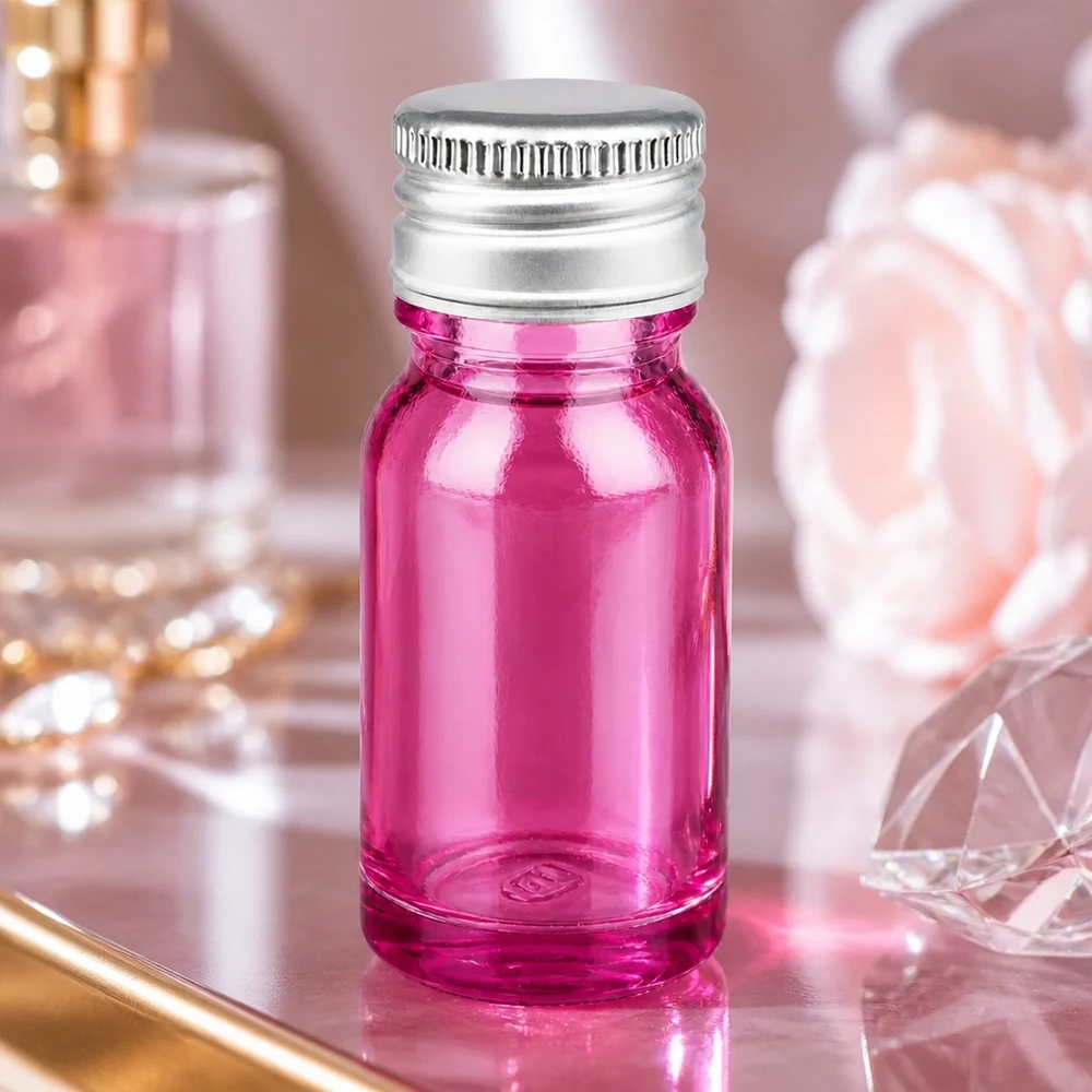 Flacone da 10 ml in vetro viola con tappo in alluminio-argento resistente alla corrosione per applicazioni di laboratorio