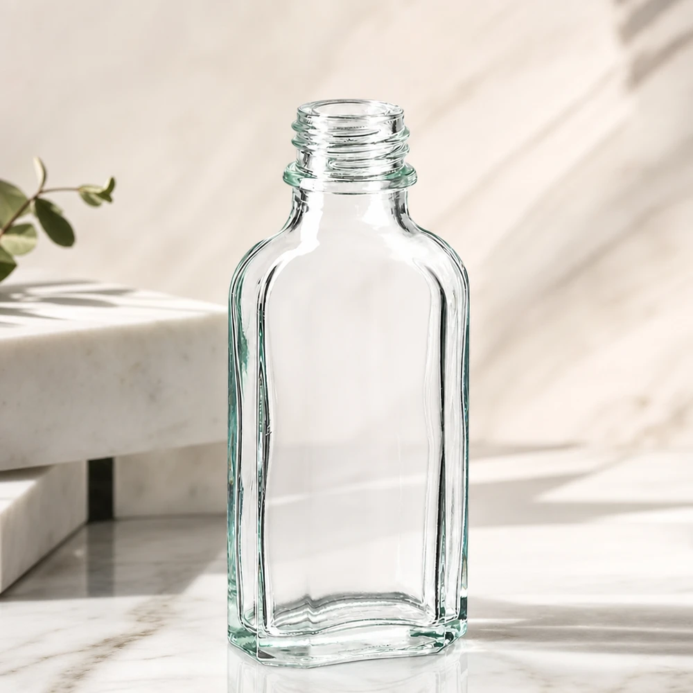 50 ml Meplatflasche klar DIN22 50 ml Reiseflasche aus Glas Meplatform klar mit engem DIN22 Verschlussgewinde