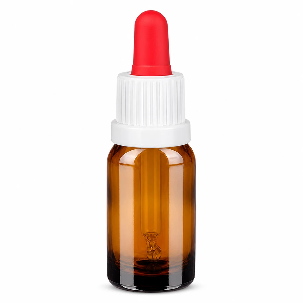 10ml Pipettenflasche weiß/rot Originalitätsverschluss BrownLine UT18/10 Hochwertige 10ml Glasflasche mit Pipette für DIY Kosmetik und Naturprodukte