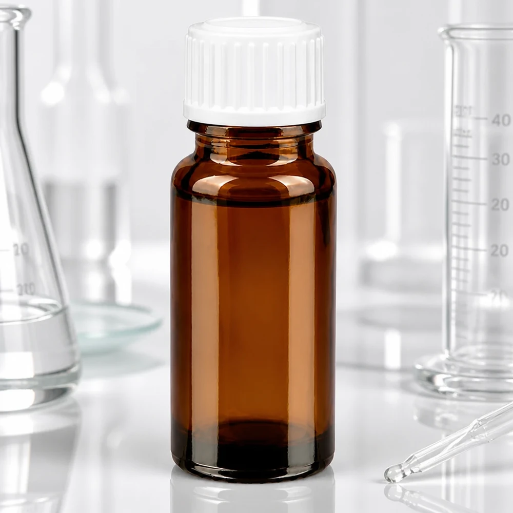 Flacone contagocce marrone da 10ml STD bianco/0,9mm ApoGlas Bottiglia di vetro marrone da 10 ml con tappo di sicurezza per bambini bianco in laboratorio