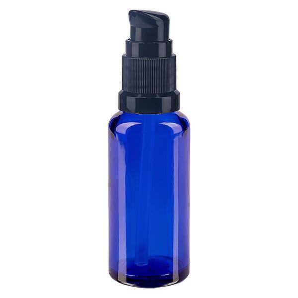 Bottiglia a pompa blu 30ml STD nero ApoGlas Bottiglia a pompa blu 30ml STD nero ApoGlas