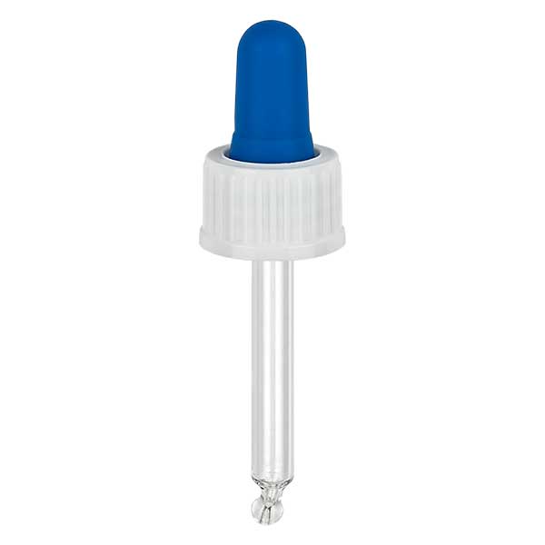 Pipetta contagocce bianco/blu DIN18, lunghezza 44 mm Sta... Pipetta contagocce bianco/blu DIN18, lunghezza 44 mm Sta...