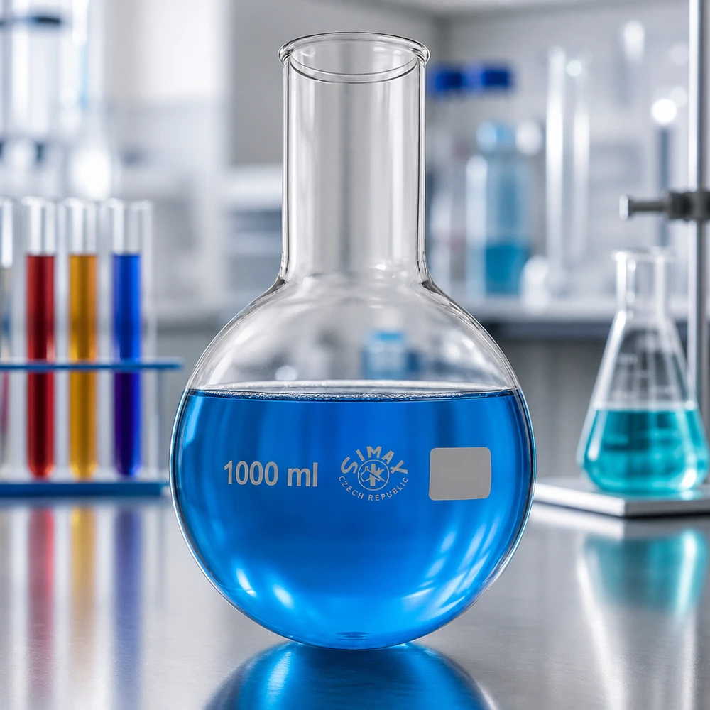 Pallone a fondo tondo da 1000ml a collo largo Pallone in vetro resistente al calore da 1000 ml con ampia apertura per applicazioni di laboratorio