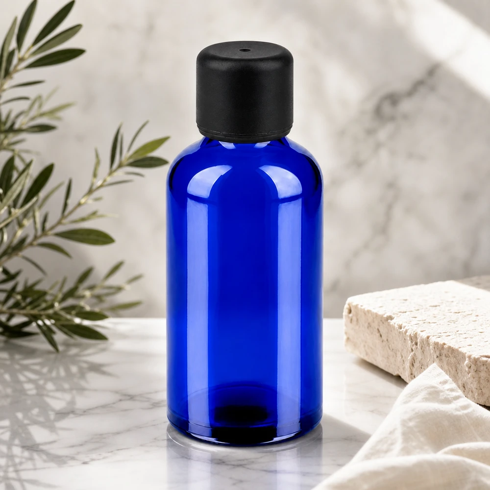 50ml Flasche 6mm Schraubverschluss schwarz Standard BlueLine UT18/50 Vielseitige 50ml Apothekerflasche mit klassischem Design für DIY-Kosmetik und Naturheilmittel