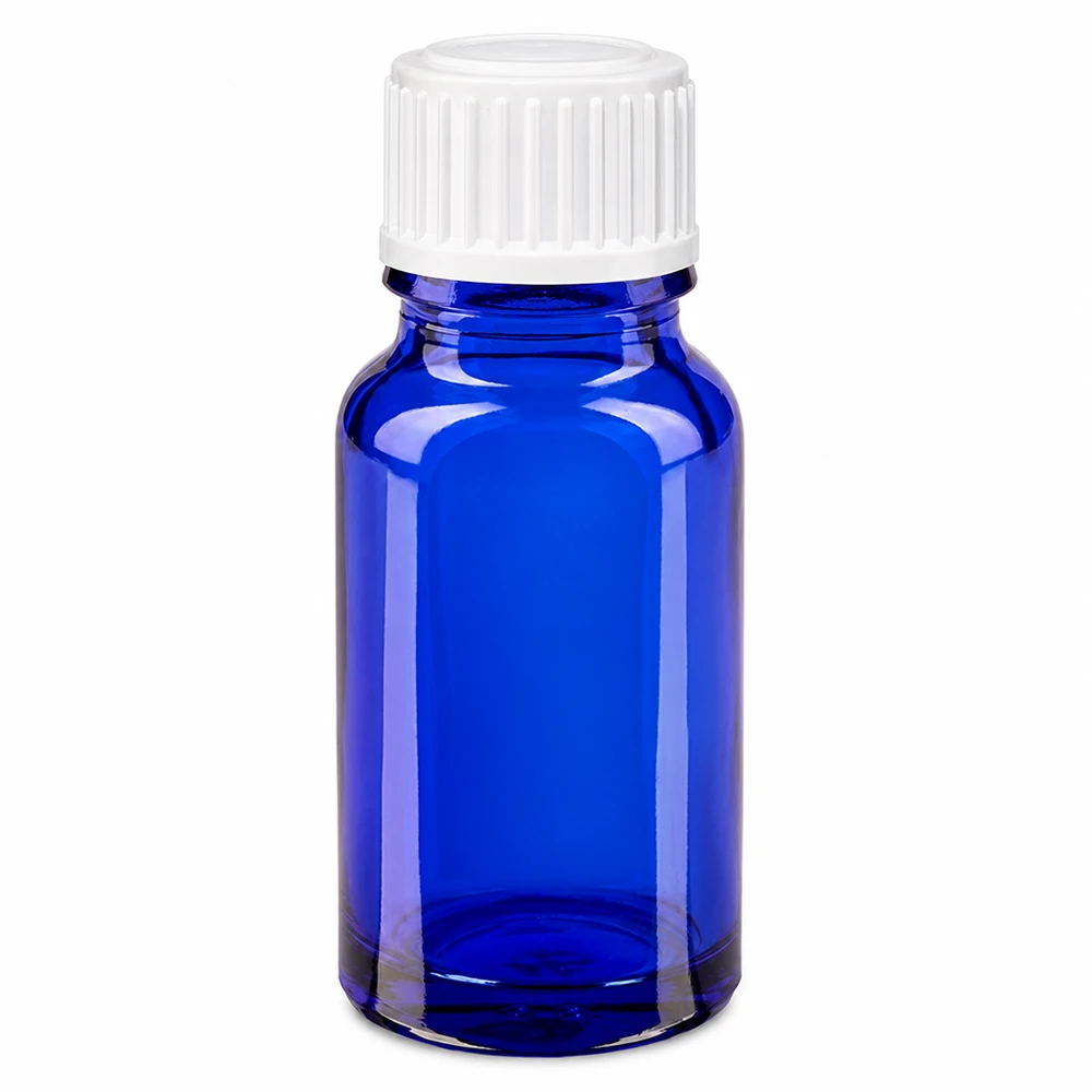 Apothekenflasche blau 10ml Schraubverschluss weiß Globuli Standard Apothekenglas blau 10ml Rundfl asche mit weißem Verschluss für ätherische Öle