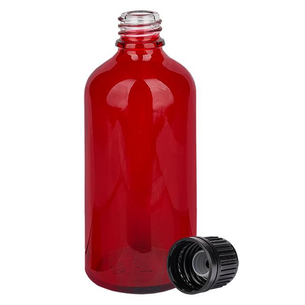 100ml Globuliflasche 3mm Giessring schwarz Originalitätsverschluss RedL. UT18/100